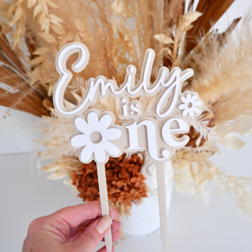 CUSTOM Nude Daisy One Cake Topper