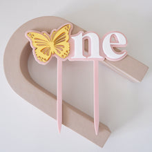 Load image into Gallery viewer, Blush Pink Butterfly One Cake Topper
