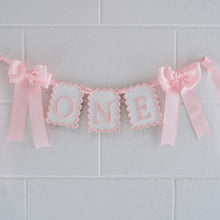 Load image into Gallery viewer, Pink Bow One High Chair Garland
