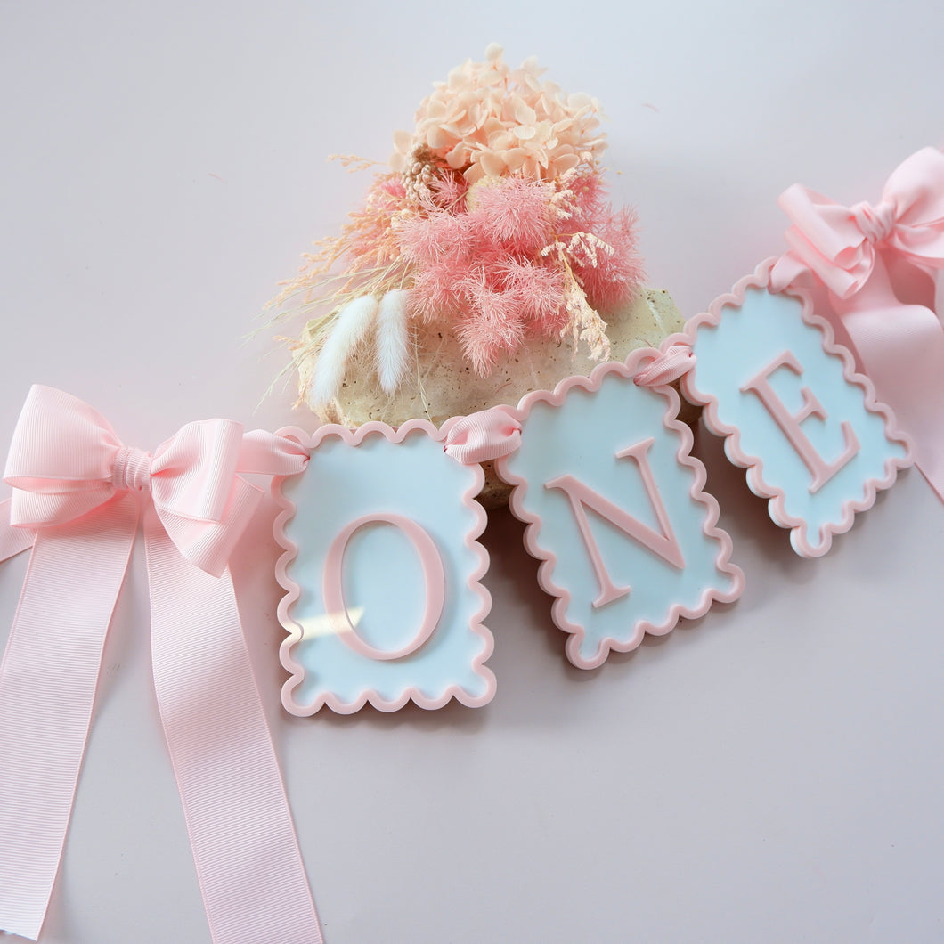 Pink Bow One High Chair Garland